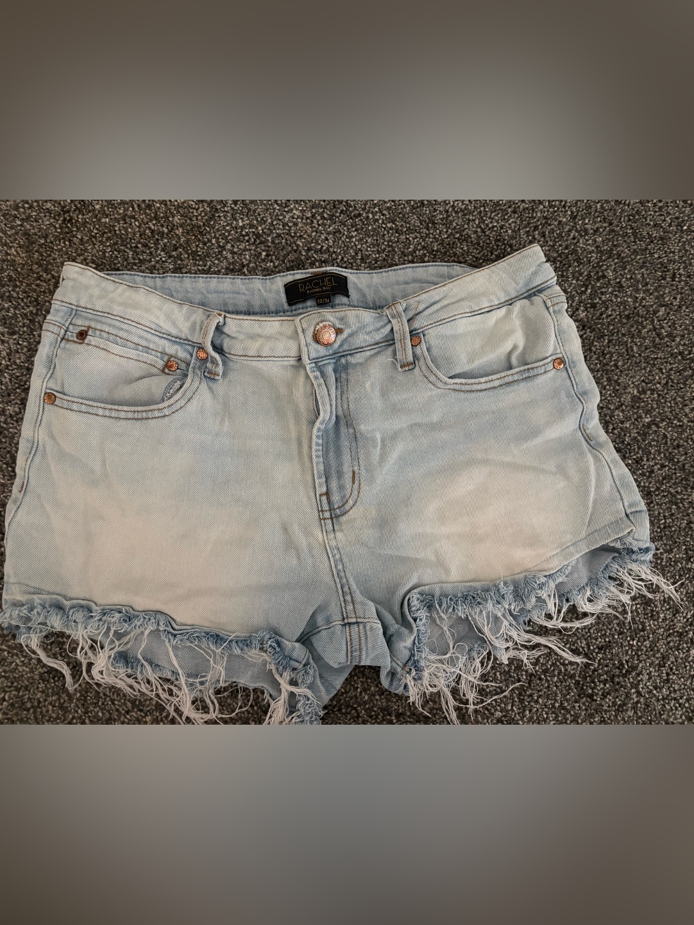 RACHEL Rachel Roy Light Blue Frayed Denim Shorts